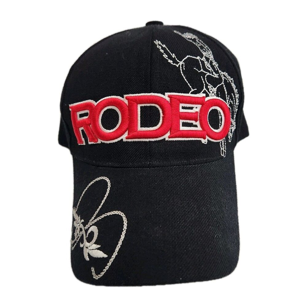RODEO Vintage Made In USA strap back Adjustable Embroided Cowboy Western Cap Hat